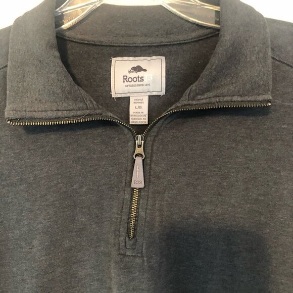 NWOT Roots 73 1/4 Zip Pullover Mens Lg Grey - Picture 3 of 10